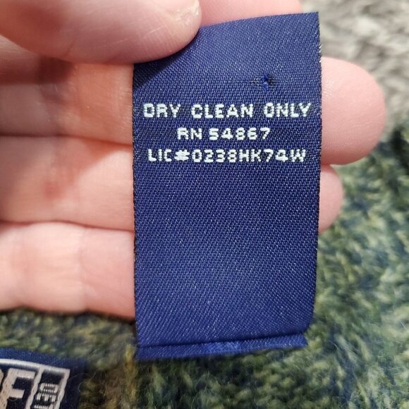 Vintage Structure Men's 100% Lambswool Green Navy Crew-Neck Sweater Size… - Picture 6 of 8